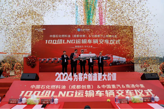 卓越品质 安全无忧 | 欢迎您到公海赌来百台豪沃TH7危化品燃气牵引车震撼交付！